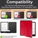 Miimall Compatible for Kindle Paperwhite 11th Generation 2021 Leather Case with Hand Strap Leather Cover Cases for Kindle Paperwhite 11th 2021 and Kindle 6.8 Inch Signature Edition 2021(Red)