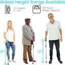 Vive Folding Cane - Foldable Walking Cane for Men, Women - Fold-up, Collapsible, Lightweight, Adjustable, Portable Hand Walking Stick - Balancing Mobility Aid - Sleek, Comfortable T Handles