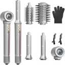 5-in-1 Blow Dryer Brush Set - 110,000 RPM High Speed Hair Dryer & Airbrush Hair Multi Styler - No Heat Damage Auto Wrap Air Curler - Magic Hot Air Styler for at Home Styling Women Gray