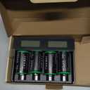 HiQuick Rechargeable D Batteries with Charger, 4 Bay Universal Battery Charger with Built-in Cable for 3.7V Lithium ion 18650 21700 14500 26650 18350 and 1.2V Ni-MH Ni-CD AA AAA C D Battery
