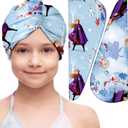 Akkya Microfiber Hair Towel Wrap for Kids Girls Women 2 Pack Drying Turban Towels for Wet Hair Quick Dry Head Wraps Cute Cartoon Princess Print