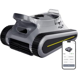 Cordless Robotic Pool Cleaner, Pool Vacuum 180W Brushless Motor, 45000Pa Suction, Wall & Waterline Climbing, Auto Path Mapping, for Inground & Above-Ground Pools up to 2150 Sq. Ft. (Gray)