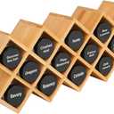 Phyllia Bamboo Spice Rack Organizer 4-Tier Countertop Organiser, Criss-Cross Kitchen cabinet Free-Standing Countertop Storage shelf Fit for Spice Jar, Can, Bottle (Jars Not Include)