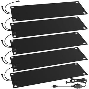 HETFOENT 5 Pcs Heated Snow Melting Mats,10 x 30 in No-Slip Rubber Heated Outdoor Mats,Snow and Ice Melting Mats for Winter Outdoor Stairs,Steps,Doorways,Walkways,Driveway,2 in/h Melting Speed