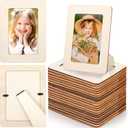 Fovths 24 Pieces Wooden Picture Frames for Crafts Unfinished Solid Wood Photo Frames for 4 x 6 Photos Standing Pictures Frame with PVC Film for DIY Art Crafts Paintings Home Decor
