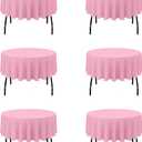 BRILLMAX 6 Pack Pink Round Tablecloths 70 Inch for 30-48 Tables - 150 GSM Polyester Fabric, Standard Drop, Water, Stain & Wrinkle Resistant Cloth Cover for Wedding Reception Banquet Dining Party