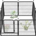 FXW Garden Fence 32in(H) x 18.0ft(L), 8 Panels Decorative Dog Fence Outdoor for The Yard  Heavy Duty Metal Animal Barrier for Dog and Rabbit, Easy Setup, Black