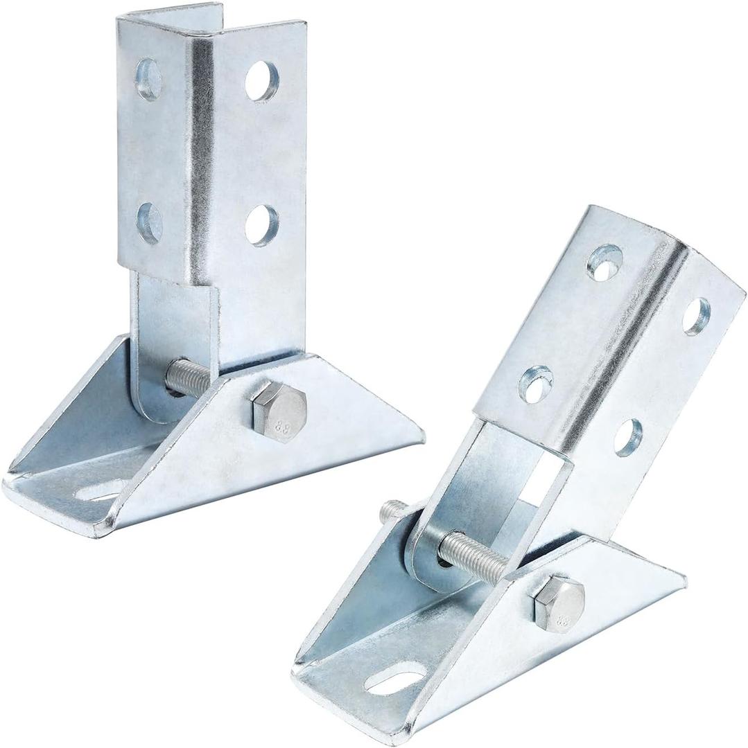 2 Pcs Adjustable Brace Fitting, Heavy Duty Strut Base for 1-5/8" Channel Structural Reinforcement and Stability, Thickened 3/16" (5mm )