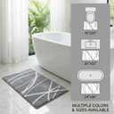 Tititex Luxury Grey White Line Bathroom Rug, 16x24 inch Classic Extra Soft and Absorbent Microfiber Bath Rugs, Non-Slip Plush Shaggy Bath Carpet, Bath Mats for Floor, Tub and Shower