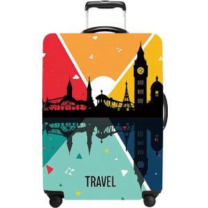 Luggage Cover Washable Suitcase Protector Anti-Scratch,Stretchable Fit for 20-34Inch Luggage Durable Travel Bag Cover with Zipper Closure (Travel-2, XL(fits 32-34Inch suitcase))