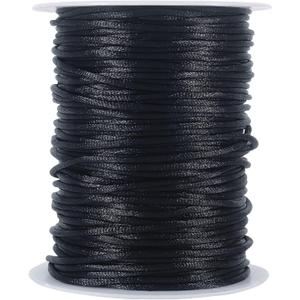 Tenn Well 3mm Satin Cord, 328 Feet Silky Nylon Rattail Cord for Macrame Projects, Dream Catchers, Chinese Knotting, Arts and Crafts Black