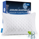 Cooling Side Sleeper Pillow for Adults, Firm Bed Pillow for Side Sleepers Neck and Shoulder Pain, Luxury Shredded Memory Foam Pillow Set of 1 Adjustable King Size Washable Cover Original White