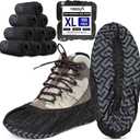 TOOSOFt Black Shoe Covers Disposable Non Slip 100 Pack (50 Pairs): Extra Large Non-Woven Fabric Booties for Shoes Covers for Indoors Reusable,Breathable, Waterproof - Fits Up to Size 14 US Men