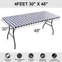 2 x Smiry Rectangle Picnic Table Cloth, Elastic Waterproof Fitted Vinyl Tablecloths, Flannel Backed Buffalo Plaid Table Covers for Dining, Camping, Outdoor (White and Navy, 30" x 48")