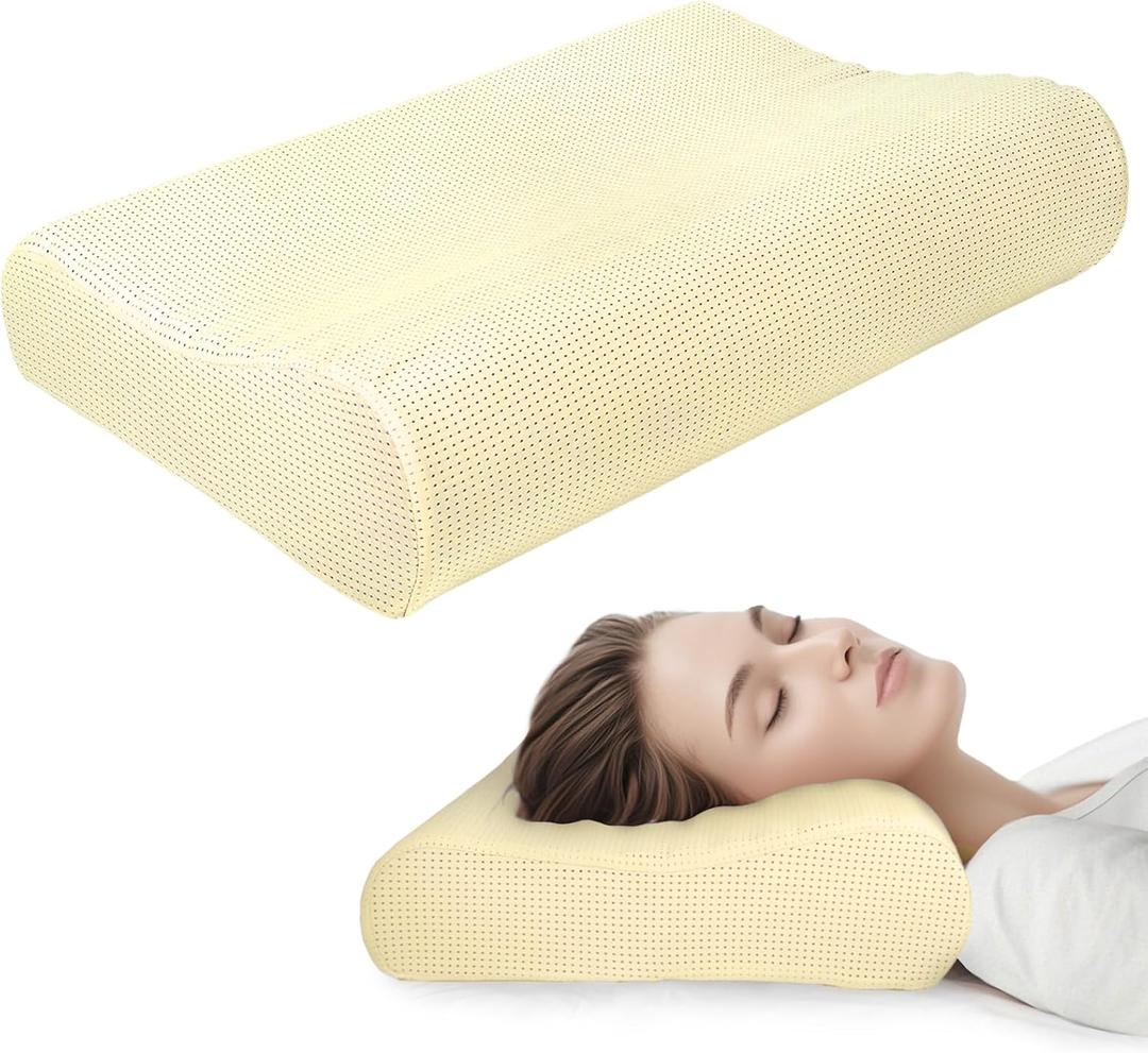 Ergonomic Cervical Memory Foam Pillow for Neck Pain Relief - Adjustable Contour Pillow for Side, Back, Stomach Sleepers - Orthopedic Neck Support with Cooling Washable Cover - Beige