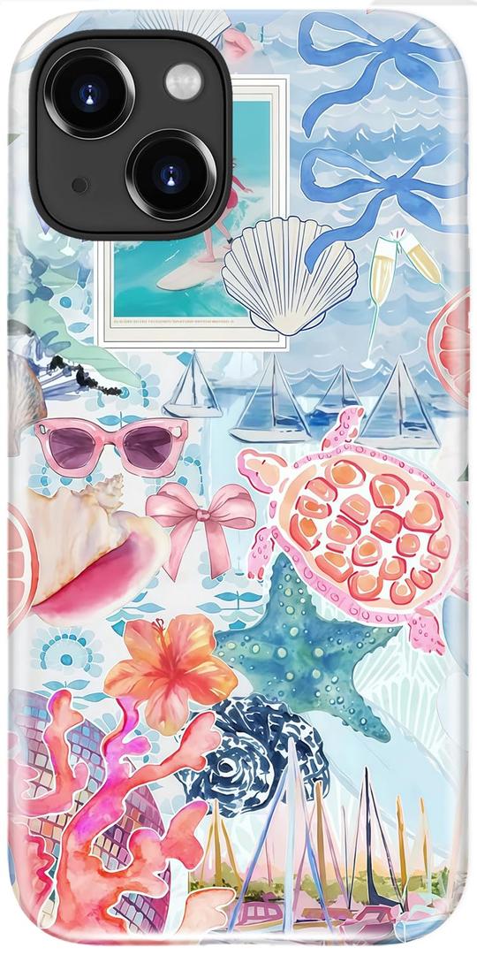 LUMARKE for iPhone 14 Plus Case, Cute Preppy Floral Cover for Women