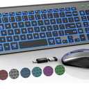 SABLUTE Wireless Keyboard and Mouse Combo Backlit - Compact Quiet Keyboard with RGB Mouse, Rechargeable, Slim, Sleep Mode, Portable Cordless Keyboard Mouse Set for Mac, Windows, Laptop (Space Gray)