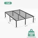 Sweetcrispy Full Size 18 Inch Platform Bed Frame, Heavy Duty Metal Foundation Frame, Noise-Free Sturdy Steel Slats, Underbed Storage, No Box Spring Needed, Quick Setup