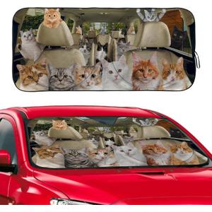 Funny Cat Windshield Sunshade for Car SUV Truck Foldable Uv Ray Reflector Front Window Sun Shade Visor Shield Cover -59" X 31"