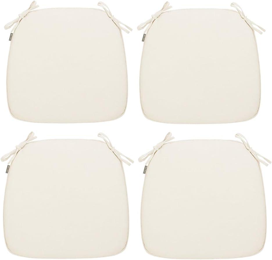 Magpie Fabrics 17"x16"x2" U-Shape Chair Cushions with Ties 4 Count, Outdoor Indoor Waterproof All Weather Seat Pads Decoration for Patio Garden Dining Office - Cream Beige