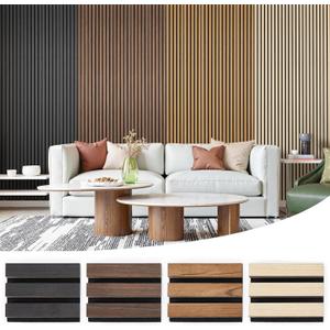 Samples 4-Pack 6" x 4.7" Wood Slat Acoustic Panels - Include Black, Walnut, Oak, Teak (Multicolor)