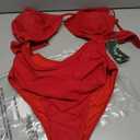 Blooming Jelly Womens One Piece Swimsuit Tummy Control Bathing Suit Sexy Slimming Flattering Cute Cheeky High Cut Swimwear (Red, L)