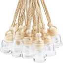 20 Pcs 8ml Hanging Car Air Freshener Diffuser,Empty Clear Glass Essential Diffuser Oil Aromatherapy Fragrance Perfume Pendant Glass Vials with Wooden Caps & Hanging String,Cylindrical