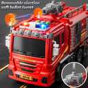 Fire Trucks Toys for Toddlers Ages 3-5, Folded Carrier Truck Race Track with with Lights & Sounds and 6 Racing Car Toys, Birthday Gift for 3 4 5 6 7 8 Years Old Boys Girls