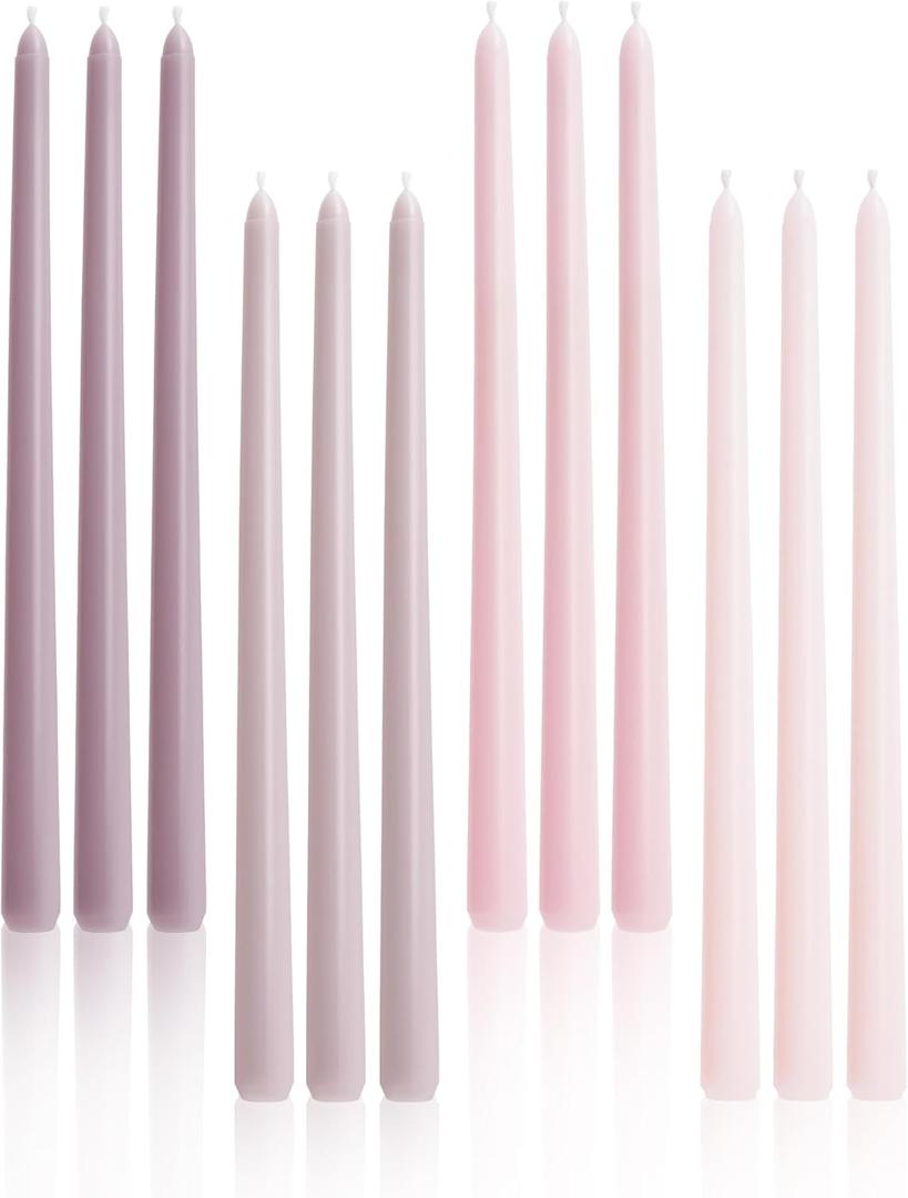Viyffo 12 Inch Purpel Taper Candles Set of 12 Unscented Smokeless Long Tall Tapered Candle for Candlesticks Sticks Wedding Home Decor Dinner (Purple)