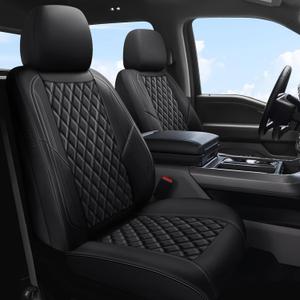 F150 Seat Covers Front Pair, Custom Ford F150 Truck Seat Cover Fit for 2015-2025 F150 and 2017-2025 F250 F350 F450 Super Duty Crew Cab XL XLT Lariat King Ranch Platinum (Black, Front Pair(2 seats))