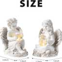 2 Pack Outdoor Angel Statue Garden Decor, Classic Solar Angel Figurine Decoration for Yard Art Indoor Porch Home Lawn Outside Light up Cherub Sculpture Guardian Wings Angel Memorial Gifts Christmas, 5.79 inches