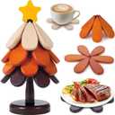 Wooden Trivet Tree for Hot Dishes, Tree Trivet Set for Hot Tableware, Wood Coasters for Kitchen Decor, Kitchen Essentials for New Home