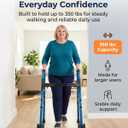 Walkers for Seniors & Adults, Folding Mobility Frame with 2 Skis & Dual 5 Inch Wheels, Lightweight Adjustable Height, Compact Standard Design, Blue