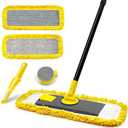 Dust Mop with Microfiber & Chenille Pads, Dry Wet Flat Mop for Cleaning Hard Wood Laminate Tile Vinyl Kitchen Bathroom Home (Yellow)