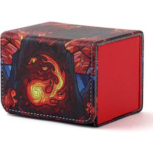 Deck Box for MTG Cards, Trading Commander Deck Case Holds 120+ Sleeved Cards, PU Leather Magnetic Collectible Card Storage Box Fits for TCG Magic Card (Red)