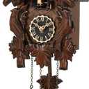 Kintrot Cuckoo Clock, Traditional Black Forest Handcrafted Wooden Quartz Clock for Wall Antique Decroration with Maple Leaf Pendulum, 12 Melodies, Night Sensor and Singing Bird (KT816W)