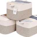 Medium and Large Woven Basket//With Handle, Used for Toys and Fabric Storage Basket used for Storing xl Storage Box, Decorative Storage Box Room 2pack (14L*10W*8.6H White Brown, 14Lx10Wx8.6H)