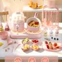 Cooking Sets Real Electric Dual Stove - Montessori Real Cooking Set with Mini Kitchen Tools, Safe Utensils, Apron & Cookware - Great for Pretend Play Montessori Learning (Pink)