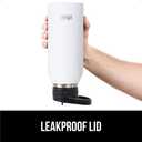 2 x GORILLA GRIP Insulated Stainless Steel Water Bottle with Straw, 32 oz, Leak Proof BPA-Free Reusable Travel Bottles for Sports, School, Keep Drinks Cold, Dent Resistant Tumbler, Dishwasher Safe, White