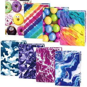 feela 8 Pack Jumbo Fabric Book Covers, Stretchable Washable Durable Reusable Nylon Covers for Hardcover Textbooks Notebooks up to 9'x11', 8 Patterns