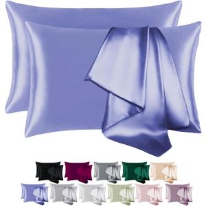 100% Mulberry Silk Pillowcase for Hair and Skin,with Hidden Zipper,Both Sides 19 Momme 600 Thread Count Natural Silk Pillow Cover,Soft Breathable Smooth (Gray Blue, Queen 20''x30'')