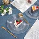 FLOWERCAT 100PCS Clear Plastic Plates - Heavy Duty Plastic Plates Disposable -Straw hat plate for Christmas party &Wedding & New Year - Serve for 50guests party(10inch & 7inch)(Clear)