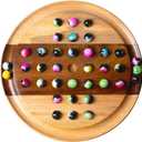 Premium 10-Inch Wooden Solitaire Board  36 Colorful Marbles on Mixed Wood  Strategy Game for Adults & Family  Classic Solo Board Game