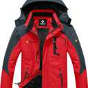 GEMYSE Men's Mountain Waterproof Ski Snow Jacket Winter Windproof Rain Jacket (Medium, Oriental Red)