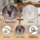 DILSJ Winter Christmas Santa Claus Round Wall Art Decor, Vintage Christmas Canvas Wall Art Framed, Winter Forest Holiday Santa Xmas Hanging Decorations for Home Bedroom Living Room, 10x10 Inch