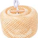 Angoily 1pc Woven Pendant Light Simple Indoor Ceiling Decor for Home Tearoom and Restaurant Elegant Lighting Fixture for Bedroom and Dining Room Natural Color