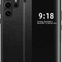 S25 Ultra Flip Case for Samsung Galaxy S25 Ultra 5G Case, Clear View Slim PU Leather Shockproof Cover for Samsung S25 Ultra Phone Case Rugged Hard PC Silicone 360 Anti-Scratch Protective Case (Black)