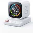 TK3 Pomodoro Timer Cube, Desk Productivity Timer with 5/10/30/60 Min Presets, Custom Countdown, Stopwatch, Clock, 3 Alarm, Silent, Vibrate & Sound Alert, for Task, ADHD, Study, Kitchen, White