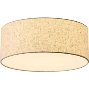 18-Inch Large Flush Mount Ceiling Light Fixture with Linen Fabric Shade, Modern Drum Light Fixture 3-Light Bedroom Lights for Ceiling, Farmhouse for Living Room, Dining Room, Kitchen, Entrance