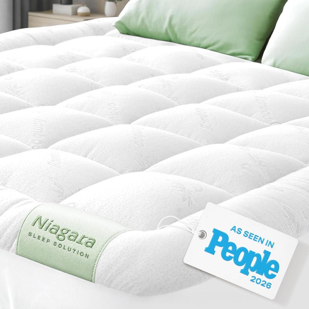 Niagara Sleep Solution Ultra Soft Queen Size Mattress Topper - Viscose Made from Bamboo Pillow Top Mattress Pad for Back Pain Relief - Naturally Cooling for Hot Sleepers, White
